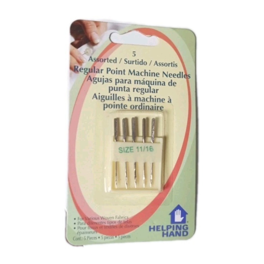 Helping Hand 5pc Assorted Regular Point Sewing Machine Needles Size 11/16